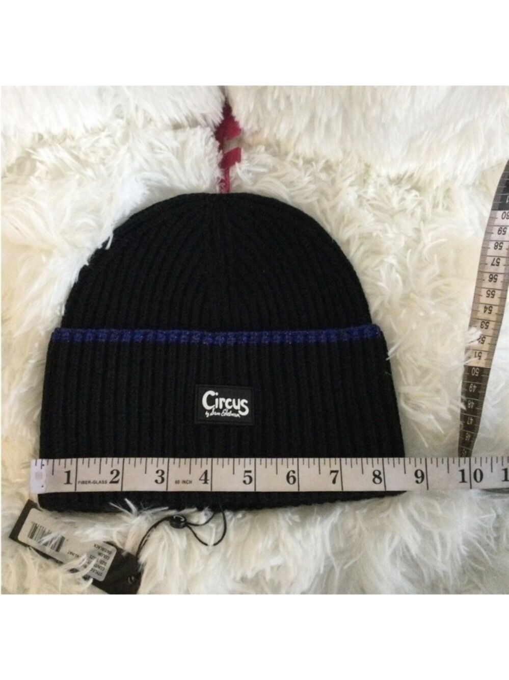Circus by Sam Edelman Unisex contrast tipping beanie black w/blue metallic trim - Picture 5 of 10